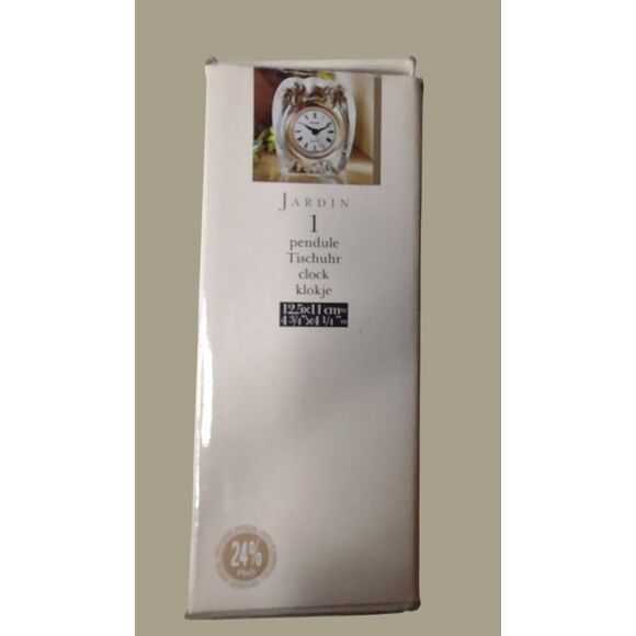 Jardin Crystal Quartz Table Clock With Roman Numerals & Floral Design - Picture 6 of 7